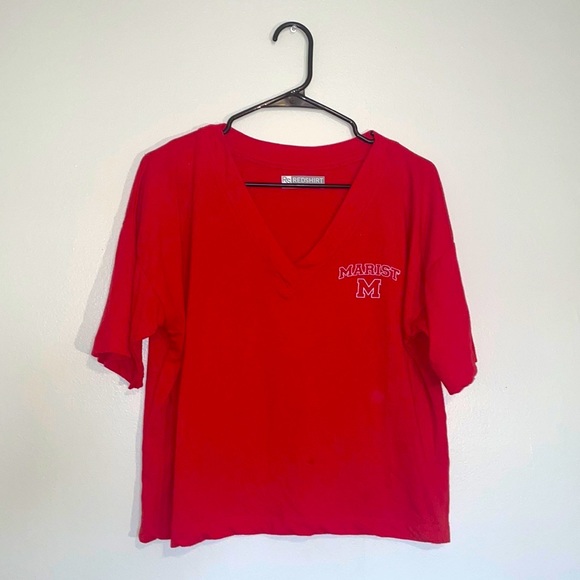 Marist College Tops - Marist College Red Short Sleeve V-Neck